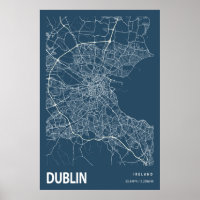 Plan de la ville de Dublin Irlande Ligne Art Blue 