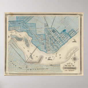 Poster Plan de la ville de Jeffersonville et de proximité