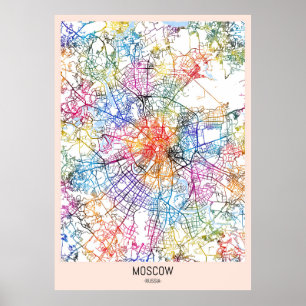 Poster Plan de la ville de Moscou