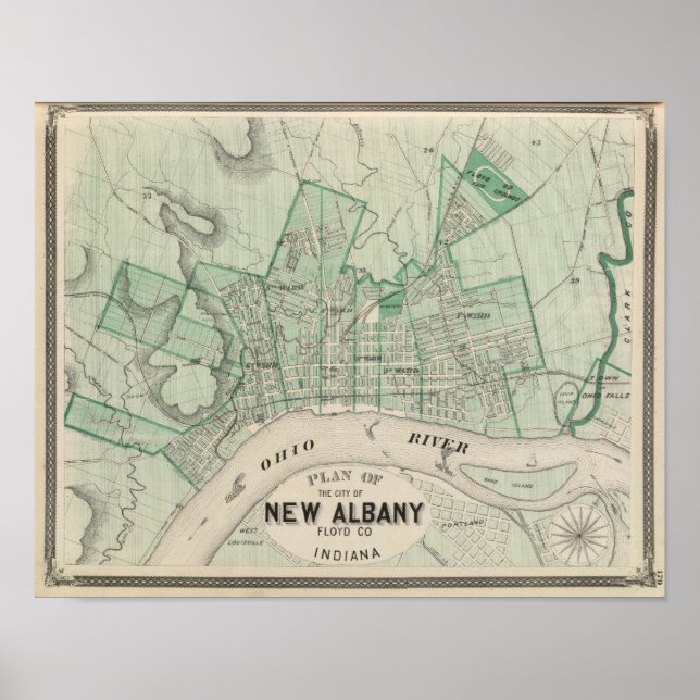 Poster Plan de la ville de New Albany, Floyd Co, Indiana (Devant)