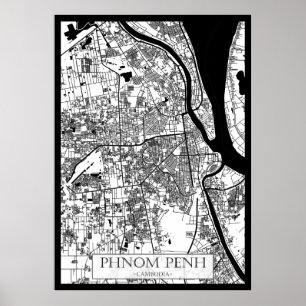 Poster Plan de la ville de Phnom Penh Cambodge