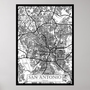 Poster Plan de la ville de San Antonio États-Unis