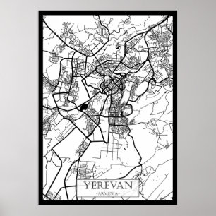 Poster Plan de la ville d'Erevan Arménie