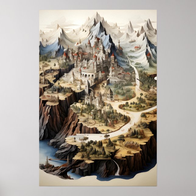 Poster Plan de la ville d'Imaginaire (Devant)
