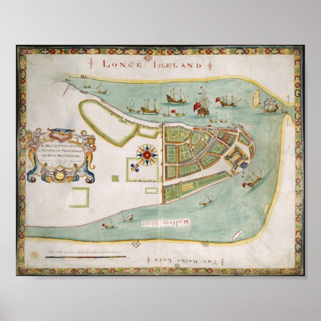 Poster Plan de Long Island New York 1664 (Devant)
