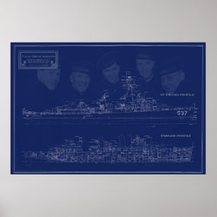 Poster Plan de l'USS The Sullivans avec frères