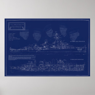 Poster Plan de l'USS The Sullivans DD-537