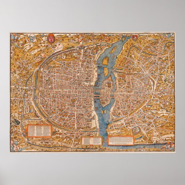 Poster Plan de Paris par Truschet et Hoyau (1553) (Devant)