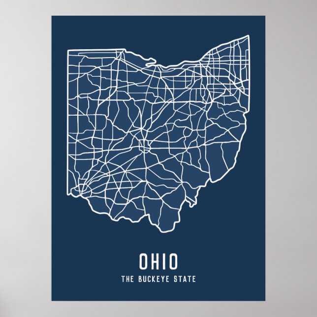Poster Plan de route de l'État des États-Unis de l'Ohio - (Devant)