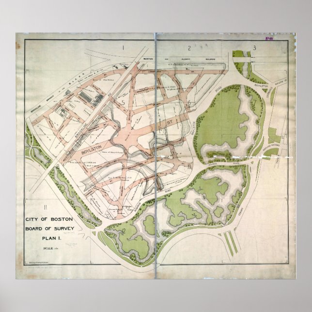 Poster Plan de rue proposé pour West Fenway, Boston MA (Devant)