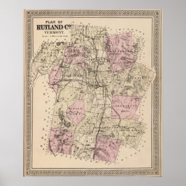 Poster Plan de Rutland Vermont (Devant)