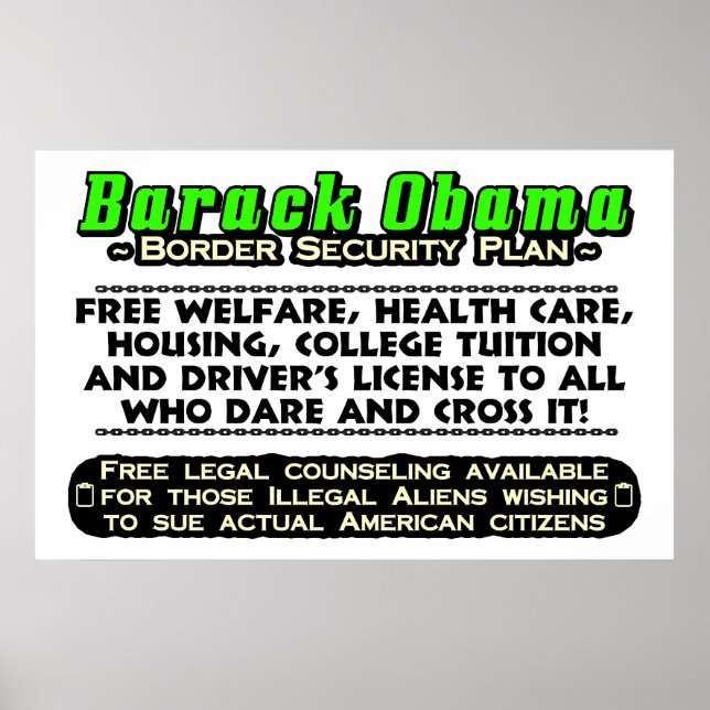 Poster Plan de sécurité frontalière d'Obama (Devant)