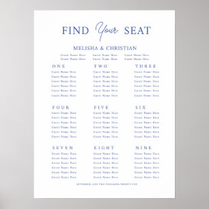 Poster Plan de siège 9 tables Mariage