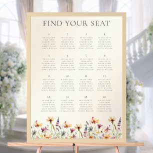 Poster Plan de siège du Mariage Fleur sauvage Floral Boho
