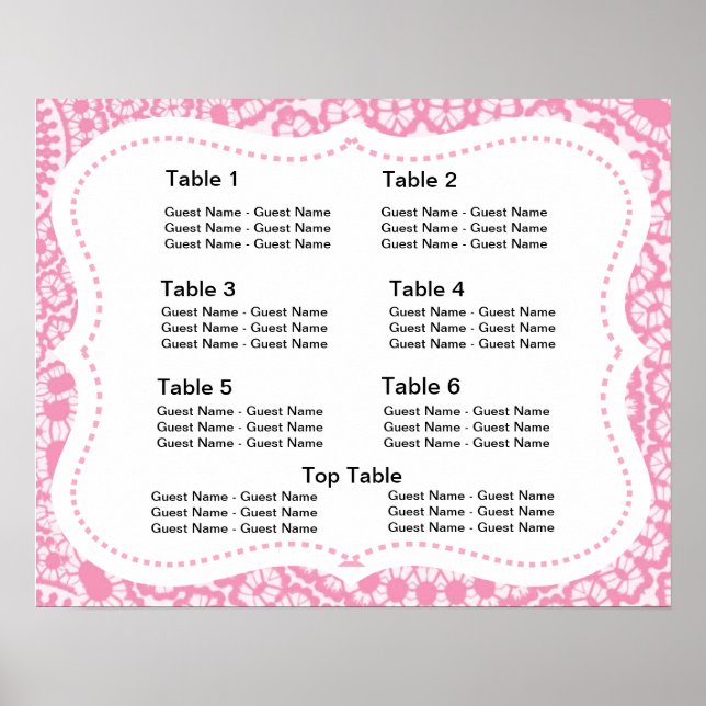 Poster Plan de siège en dentelle rose et blanche (Devant)