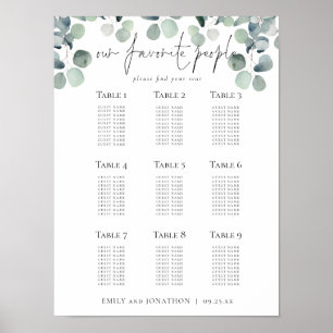 Poster Plan de siège Eucalyptus Mariages Favoris Personne