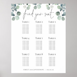Poster Plan de siège Eucalyptus Trouvez votre Mariage de 