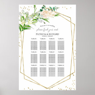 Poster Plan de siège mariage Elégant géométrique