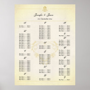 Poster Plan de siège mariage en style Parchemin Vintage