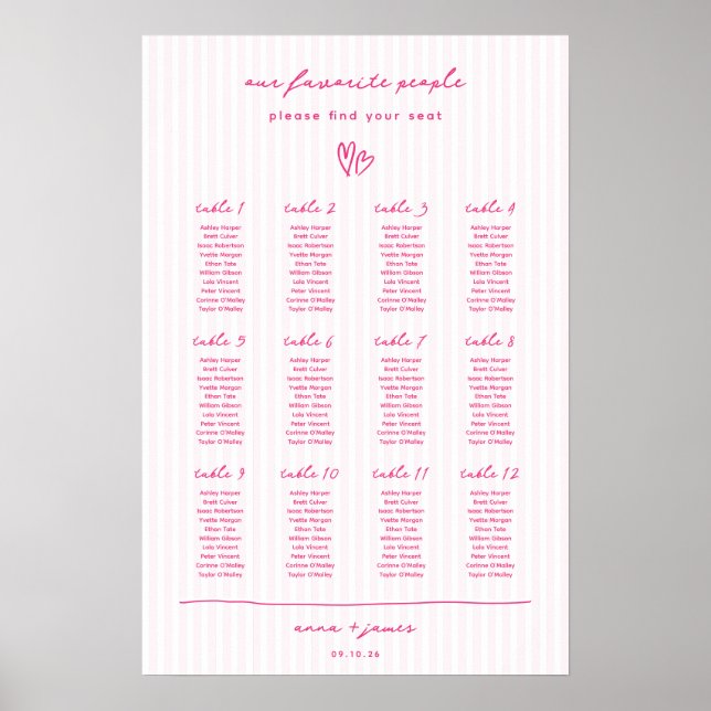 Poster Plan de siège Mariage rose lunatique (Devant)