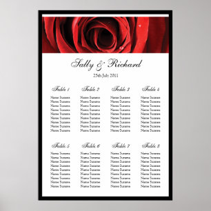 Poster Plan de siège Mariage Rose rouge