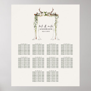 Poster Plan de sièges botanique floral rustique mariage p