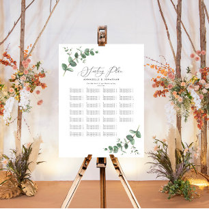 Poster Plan de sièges botaniques Eucalyptus Mariage Budge
