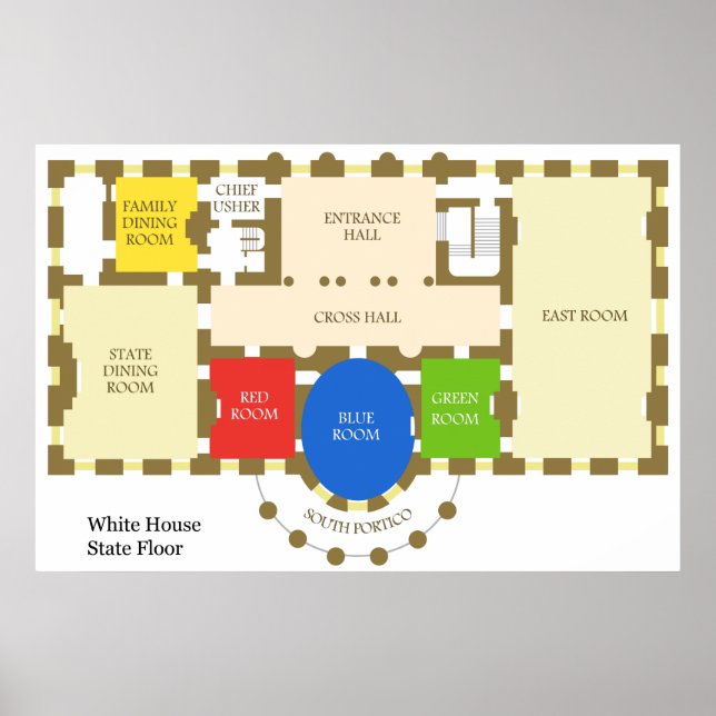 Poster Plan de sol du diagramme d'état de la Maison Blanc (Devant)
