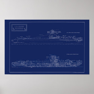 Poster Plan de sous-marin U.S.S. Croaker