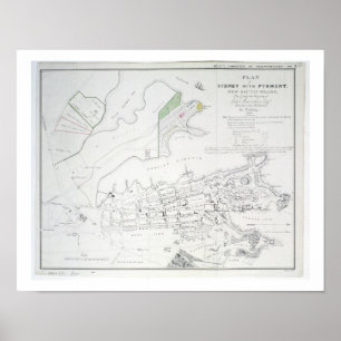 Poster Plan de Sydney avec Pyrmont, Nouvelle-Galles du Su