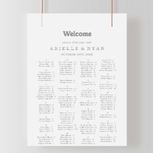 Poster Plan de table alphabétique minimal élégant formel