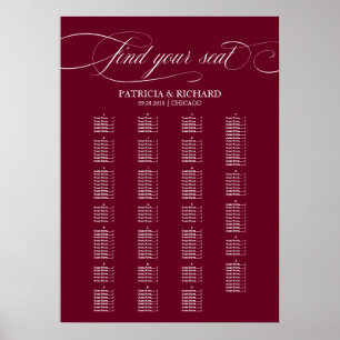 Poster Plan de table Bourgogne Marsala alphabétique