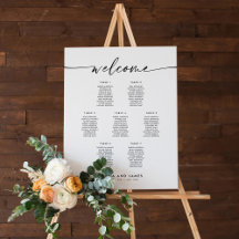 Plan de table de bienvenue élégant pour 7 tables