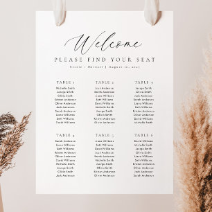Poster Plan de table de bienvenue pour 6 tables