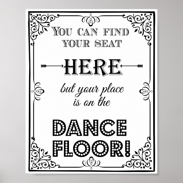 Poster plan de table de danse mariage ou panneau de fête (Devant)