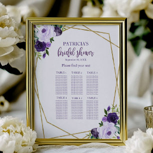 Poster Plan de table de la douche de mariée florale or po