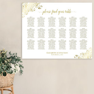 Poster Plan de table de mariage à 18 tables avec fronces