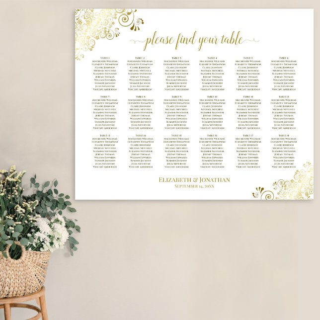 Poster Plan de table de mariage à 18 tables avec fronces  (In Situ on Wall)