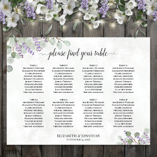 Poster Plan de table de mariage à 8 tables Lavande Eucaly