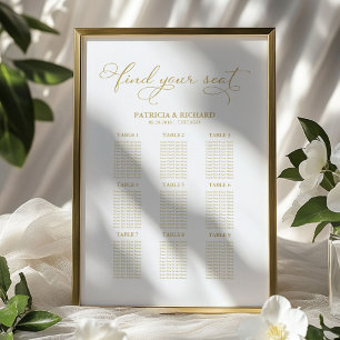 Poster Plan de table de mariage à 9 tables Feuille d'or