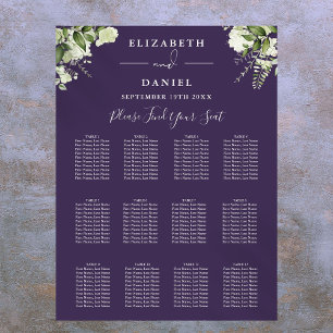 Poster Plan de table de mariage à la verdure florale viol