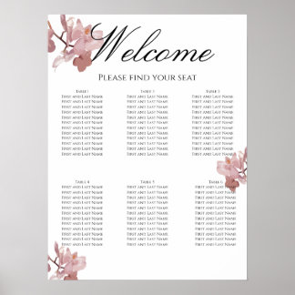 Poster Plan de table de mariage à l'orchidée rose