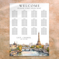 Plan de table de mariage à Paris France aquarelle