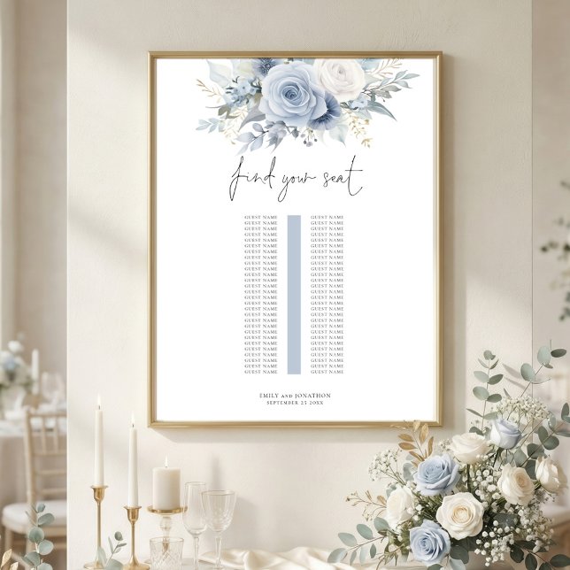 Poster Plan de table de mariage à une seule table avec fl (Créateur téléchargé)