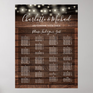 Poster Plan de table de mariage alphabétique Luminaires R