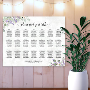 Poster Plan de table de mariage au eucalyptus et lavande