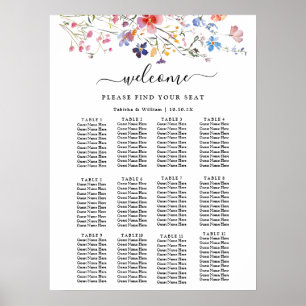Poster Plan de table de mariage aux fleurs sauvages Boho 