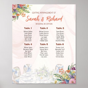 Poster Plan de table de mariage aux fleurs sauvages roman