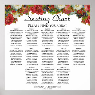 Poster Plan de table de mariage aux roses victoriennes de