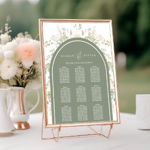 Poster Plan de table de mariage avec arche florale ivoire